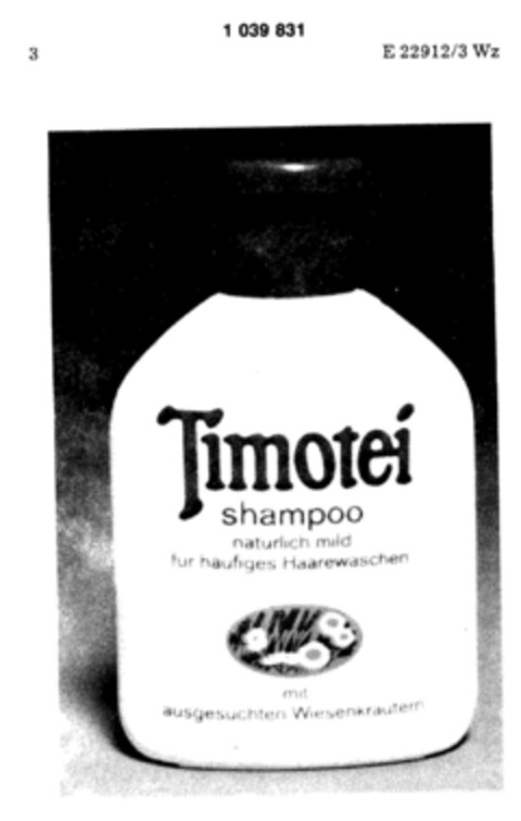 Timotei shampoo natürlich mild für häufiges Haarewaschen mit ausgesuchten Wiesenkräutern Logo (DPMA, 04/24/1982)