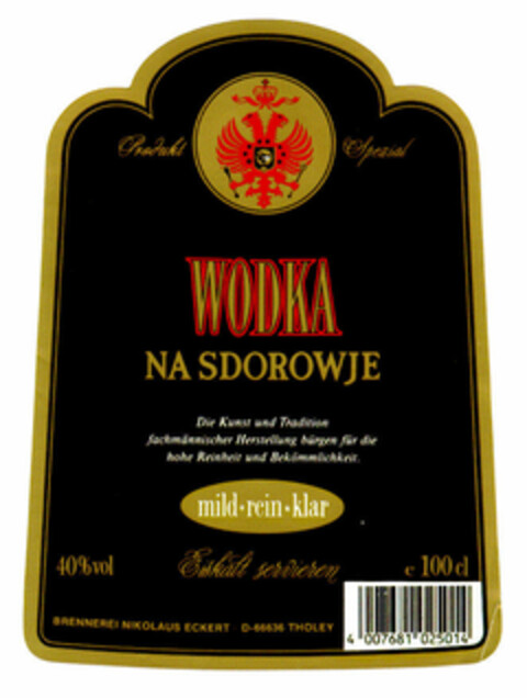 WODKA NA SDOROWJE Logo (DPMA, 03.03.1994)