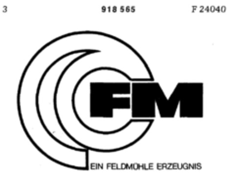 FM EIN FELDMÜHLE ERZEUGNIS Logo (DPMA, 18.12.1972)