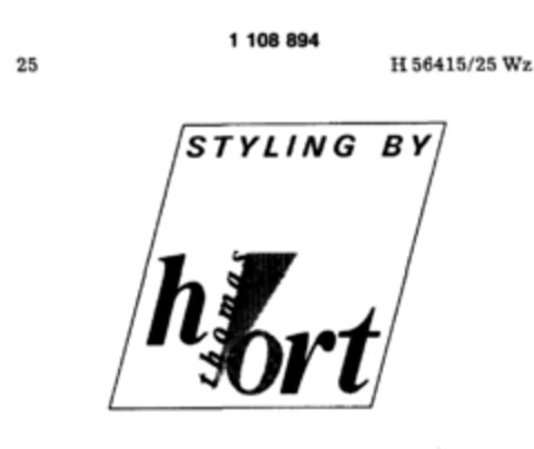 STYLING BY thomas hort Logo (DPMA, 17.07.1986)