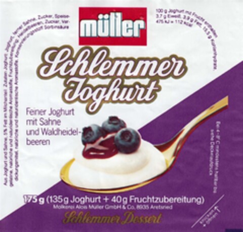 müller Schlemmer Joghurt Logo (DPMA, 01/25/1993)