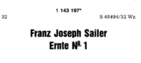 Franz Joseph Sailer Ernte No 1 Logo (DPMA, 29.05.1989)