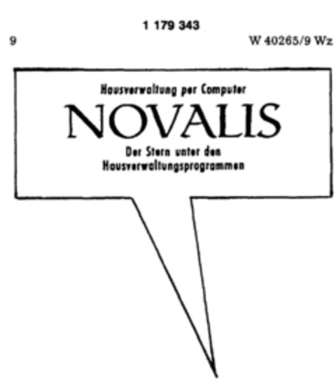 NOVALIS Der Stern unter den Hausverwaltungsprogrammen Logo (DPMA, 03/30/1990)