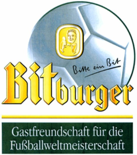 Bitte ein Bit Bitburger Gastfreundschaft für die Fußballweltmeisterschaft Logo (DPMA, 01/27/2004)