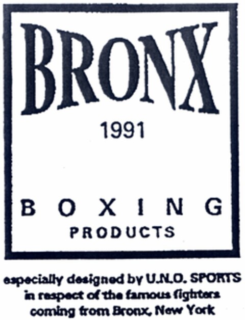 BRONX 1991 BOXING PRODUCTS Logo (DPMA, 02.08.2004)