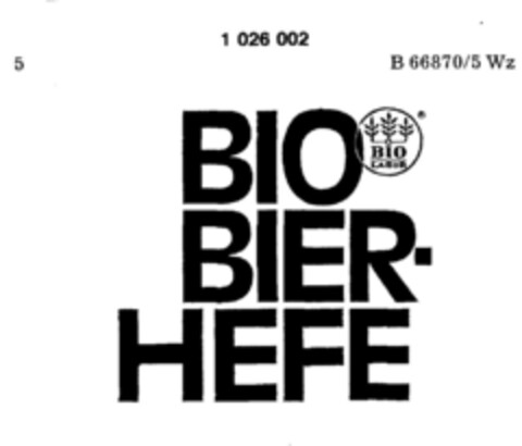 BIO BIER-HEFE Logo (DPMA, 30.10.1980)