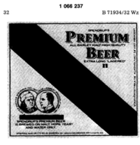 SPENDRUP`S PREMIUM BEER Logo (DPMA, 22.02.1983)