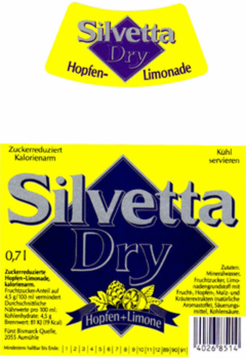 Silvetta Dry Logo (DPMA, 04.06.1988)