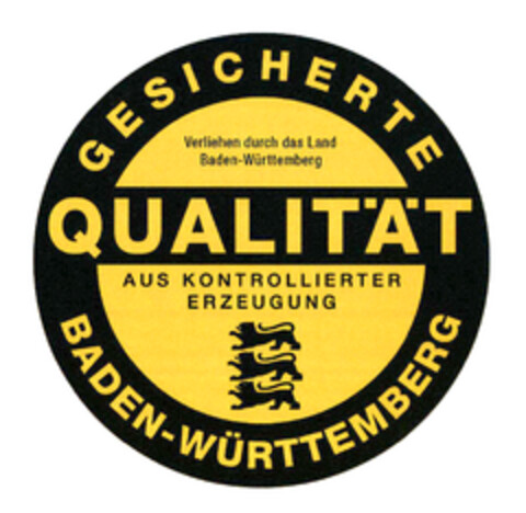 GESICHERTE QUALITÄT AUS KONTROLLIERTER ERZEUGUNG BADEN-WÜRTTEMBERG Logo (DPMA, 06.12.2018)