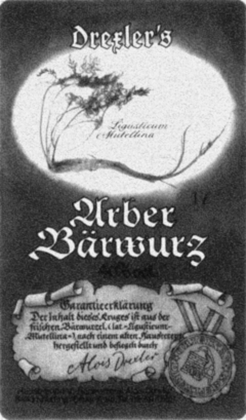 Drexler's Arber Bärwurz Logo (DPMA, 30.08.1990)