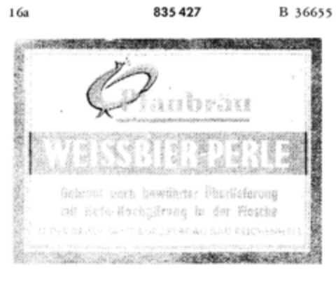 Pfaubräu Weissbier-Perle Logo (DPMA, 20.09.1966)