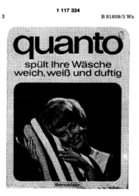 quanto spült ihre Wäsche weich, weiß und duftig Logo (DPMA, 05/15/1987)