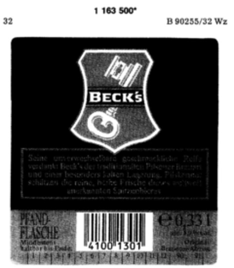 BECK'S Logo (DPMA, 13.07.1990)