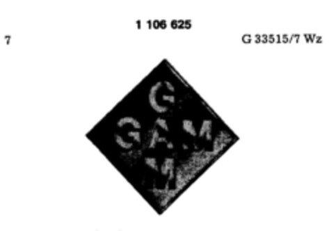 GAM GAM Logo (DPMA, 16.08.1986)