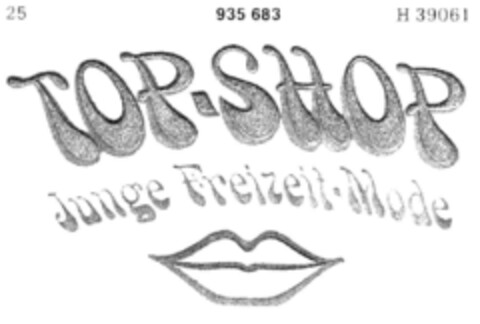 TOP-SHOP Junge Freizeit-Mode Logo (DPMA, 12.06.1974)