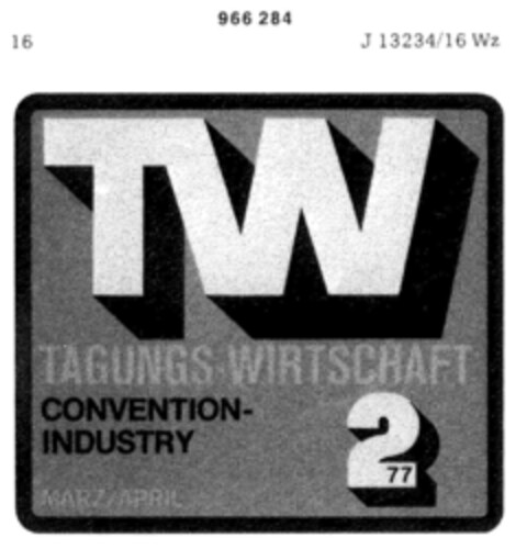 TW TAGUNGS-WIRTSCHAFT Logo (DPMA, 22.03.1977)