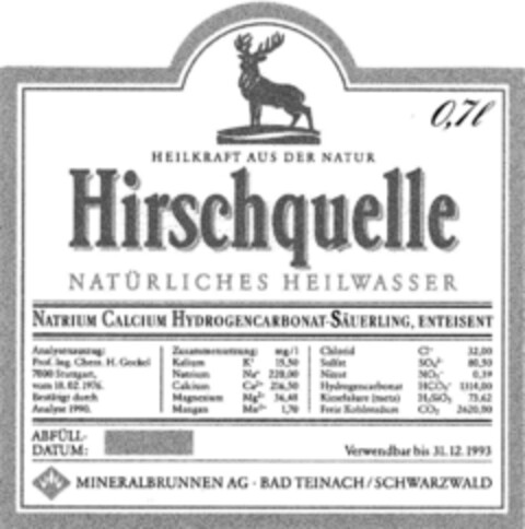 HIRSCHQUELLE Logo (DPMA, 02/08/1992)