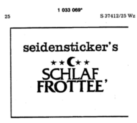 seidensticker`s SCHLAF FROTTEE` Logo (DPMA, 08.04.1982)