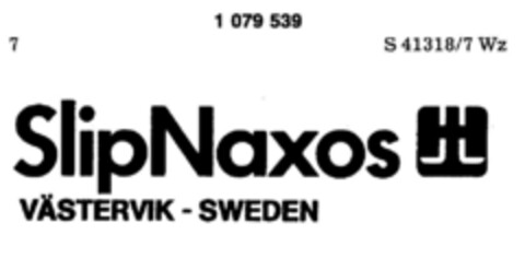 Slip Naxos VÄSTERVIK-SWEDEN Logo (DPMA, 11.01.1985)