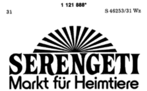 SERENGETI Markt für Heimtiere Logo (DPMA, 02/27/1988)