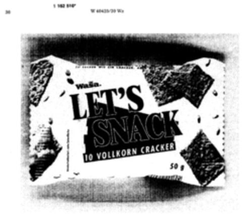 WASA LET'S SNACK 10 VOLLKORN CRACKER Logo (DPMA, 05/31/1990)