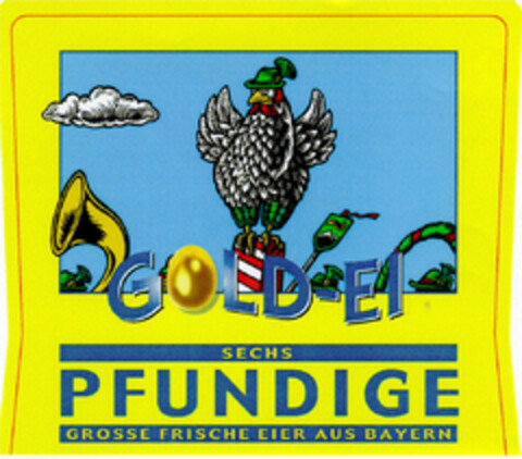 GOLD-EI SECHS PFUNDIGE Logo (DPMA, 12.03.2001)