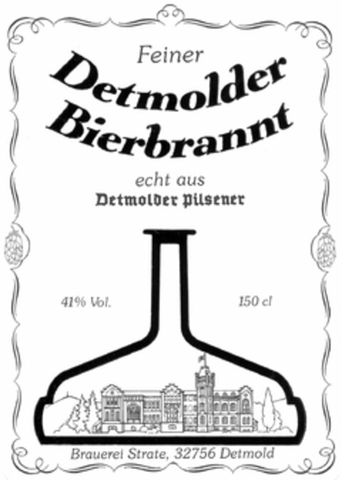 Feiner Detmolder Bierbrannt echt aus Detmolder Pilsener Logo (DPMA, 15.11.2005)