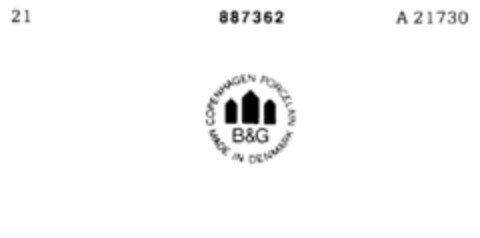 B&G COPENHAGEN PORCELAIN MADE IN DENMARK Logo (DPMA, 09.09.1970)