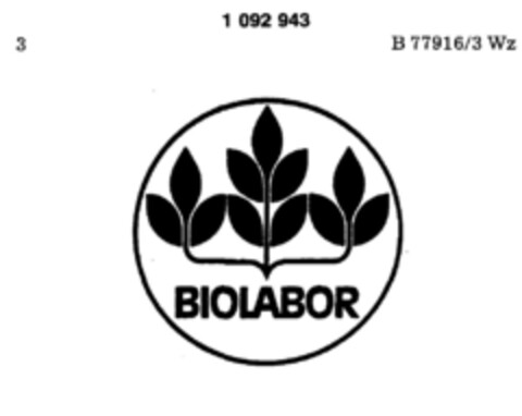 BIOLABOR Logo (DPMA, 18.10.1985)