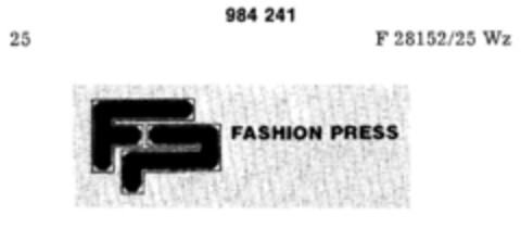 FP FASHION PRESS Logo (DPMA, 14.07.1978)