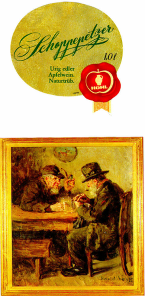 Schoppepetzer Urig edler Apfelwein. Naturtrüb. Logo (DPMA, 17.11.1987)