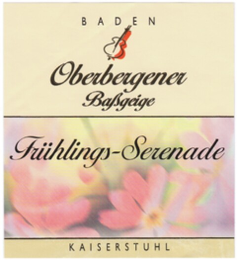 BADEN Oberbergener Baßgeige Frühlings-Serenade KAISERSTUHL Logo (DPMA, 12.09.2013)
