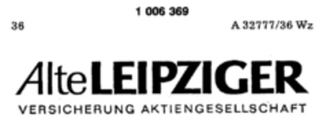 Alte LEIPZIGER VERSICHERUNG AKTIENGESELLSCHAFT Logo (DPMA, 11/15/1979)