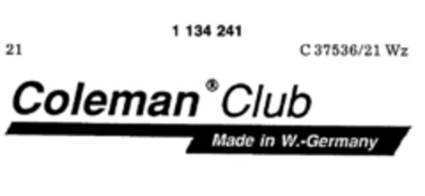 Coleman  Club Made in W.-Germany Logo (DPMA, 08.04.1988)