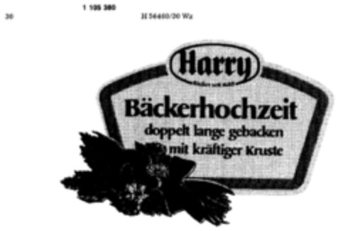 Harry Bäckerhochzeit doppelt lange gebacken mit kräftiger Kruste Logo (DPMA, 07/30/1986)