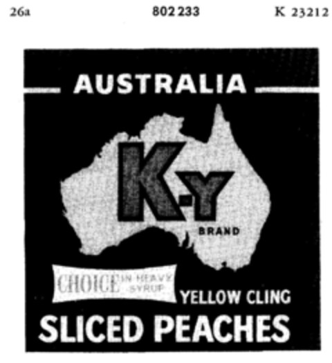 AUSTRALIA K-Y BRAND Logo (DPMA, 07/27/1964)