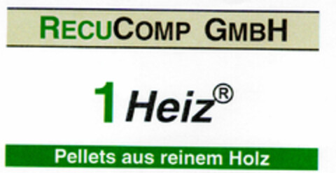 RECUCOMP GMBH 1 Heiz Pellets aus reinem Holz Logo (DPMA, 26.11.1999)
