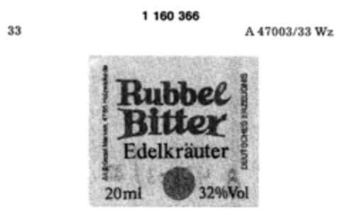 Rubbel Bitter Edelkräuter Logo (DPMA, 26.09.1989)
