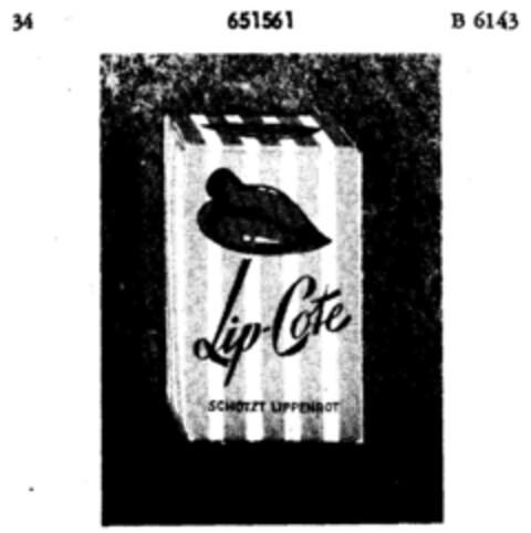 Lip-Cote SCHÜTZT LIPPENROT Logo (DPMA, 14.11.1952)