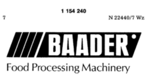 BAADER Food Processing Machinery Logo (DPMA, 26.05.1989)