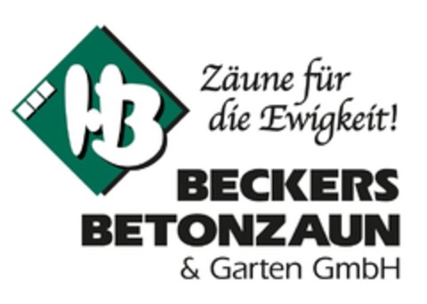 Zäune für die Ewigkeit! BECKERS BETONZAUN & Garten GmbH Logo (DPMA, 09.07.2018)