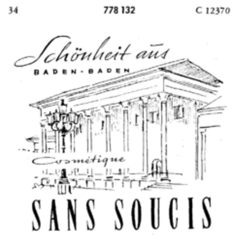 SANS SOUCIS Cosmétique Schönheit aus BADEN-BADEN Logo (DPMA, 05/12/1962)