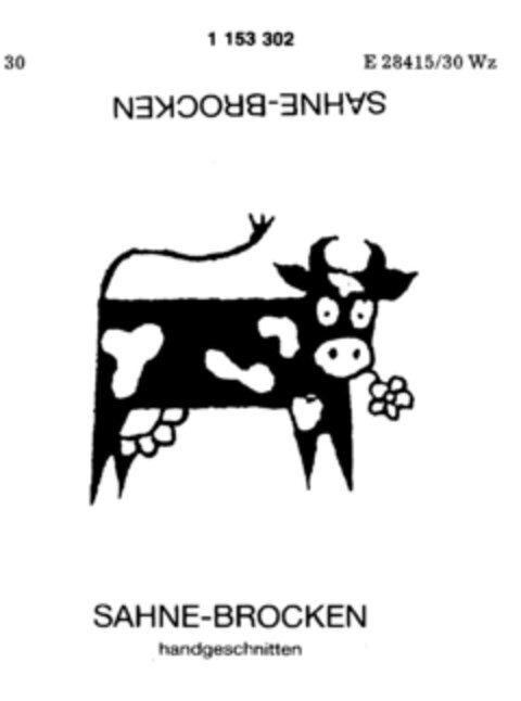 SAHNE-BROCKEN handgeschnitten Logo (DPMA, 11.03.1989)