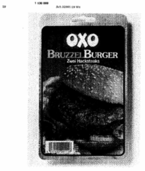 OXO BRUZZEL BURGER Zwei Hacksteaks Logo (DPMA, 11.10.1986)