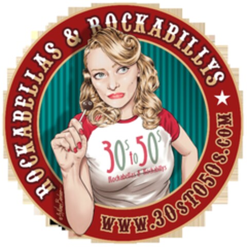 ROCKABELLAS & ROCKABILLYS www.30sTO50S.COM Logo (DPMA, 18.09.2013)