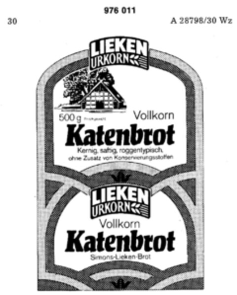 LIEKEN URKORN Katenbrot Logo (DPMA, 12/08/1976)