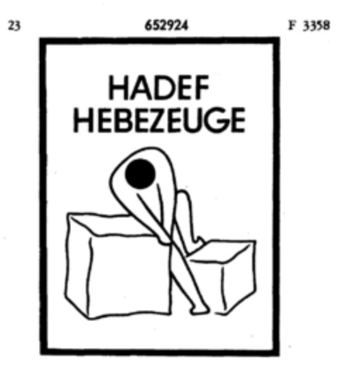 HADEF HEBEZEUGE Logo (DPMA, 11.04.1953)