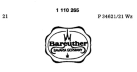 Bareuther BAVARIA GERMANY Logo (DPMA, 03.12.1986)