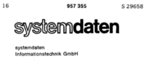 systemdaten Informationstechnik GmbH Logo (DPMA, 02/24/1976)