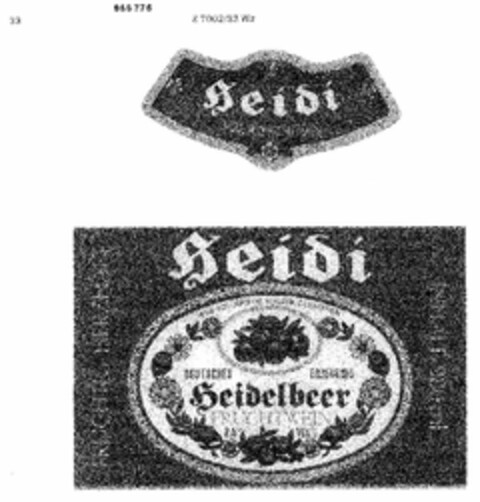 Heidi Heidelbeer FRUCHTWEIN Logo (DPMA, 09/29/1976)